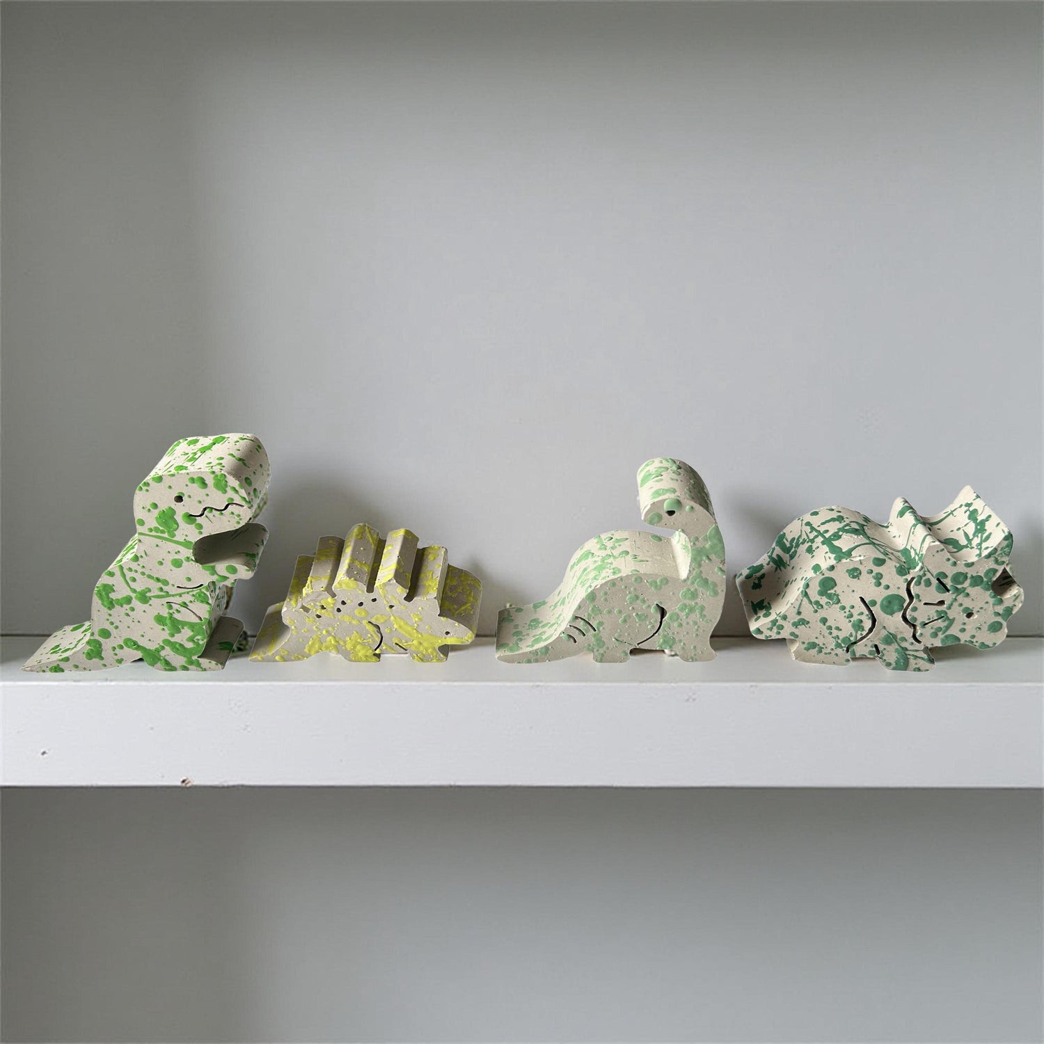Splattered Concrete Dinosaur Decor &amp; ROAR Letters | Unique Kids Room Shelf Decor | Modern Nursery Art