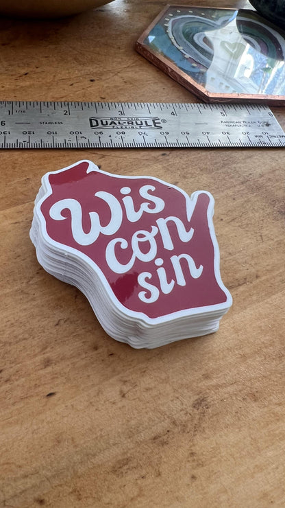 Wisconsin State Sticker | Original Hand-Lettered Vinyl Art (Madison WI)