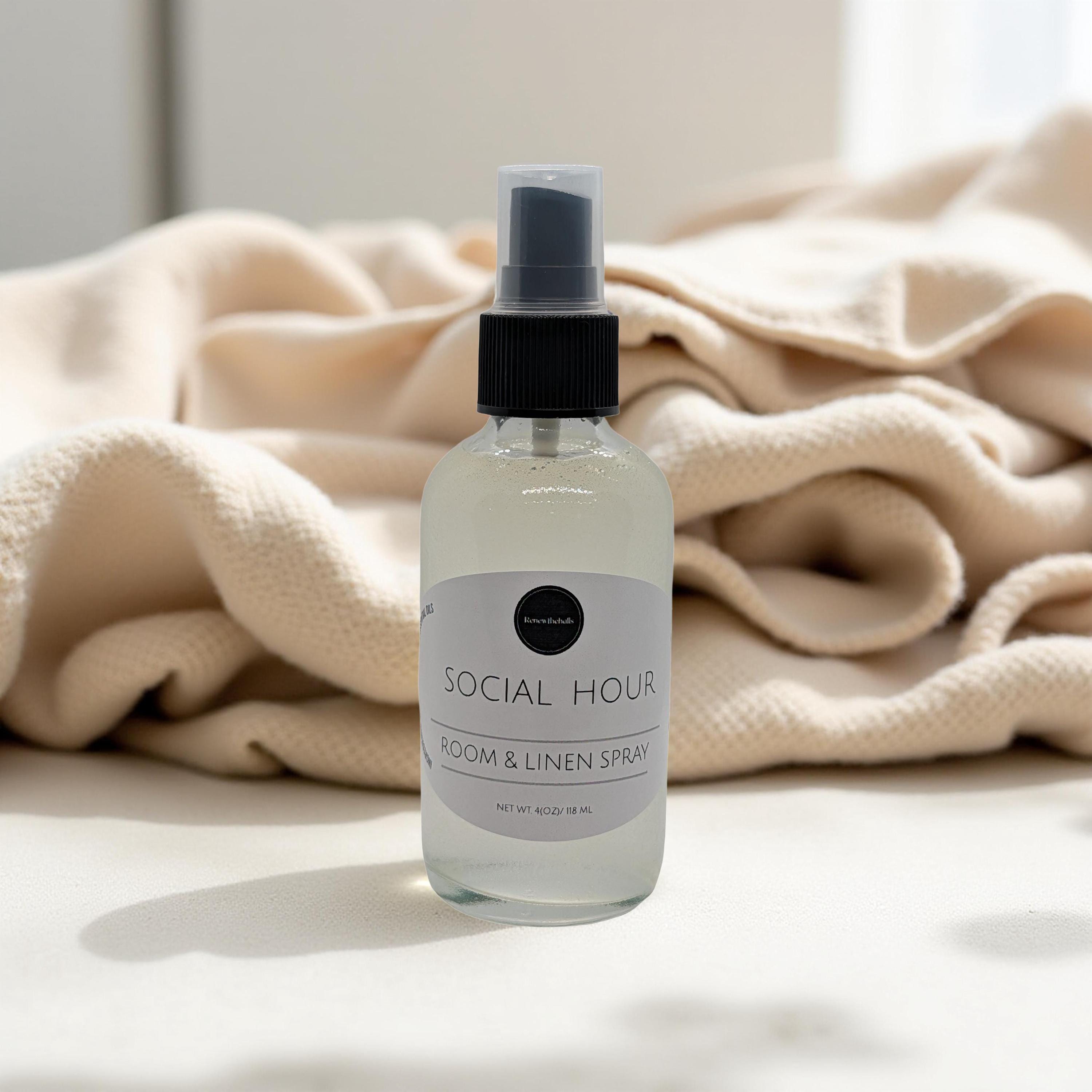 Signature Room &amp; Linen Spray | Designer Inspired Scents | 4oz Glass Bottle Home Fragrance Mist | High Society, Social Hour, Crisp Cotton