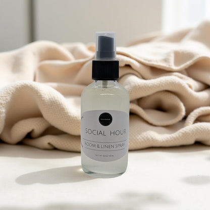 Signature Room &amp; Linen Spray | Designer Inspired Scents | 4oz Glass Bottle Home Fragrance Mist | High Society, Social Hour, Crisp Cotton