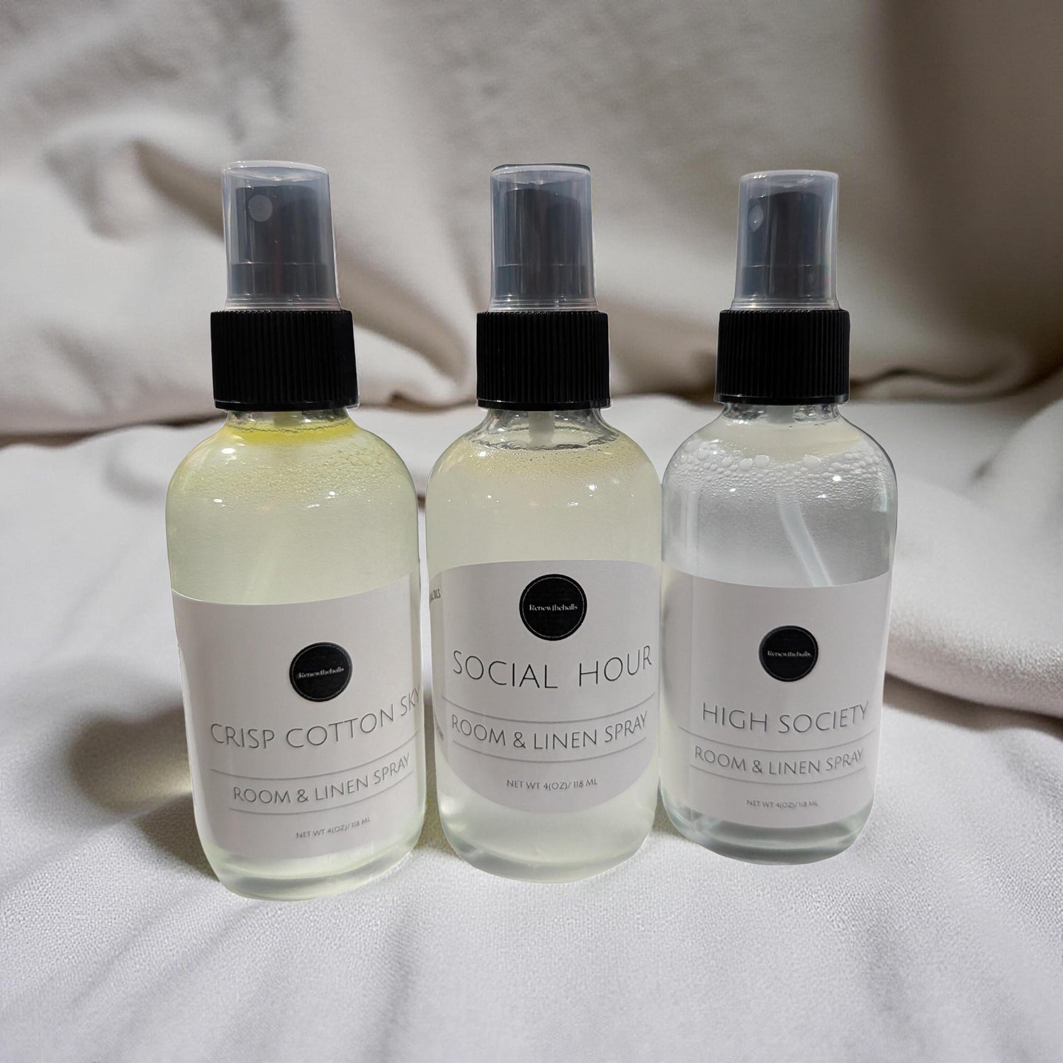 Signature Room &amp; Linen Spray | Designer Inspired Scents | 4oz Glass Bottle Home Fragrance Mist | High Society, Social Hour, Crisp Cotton