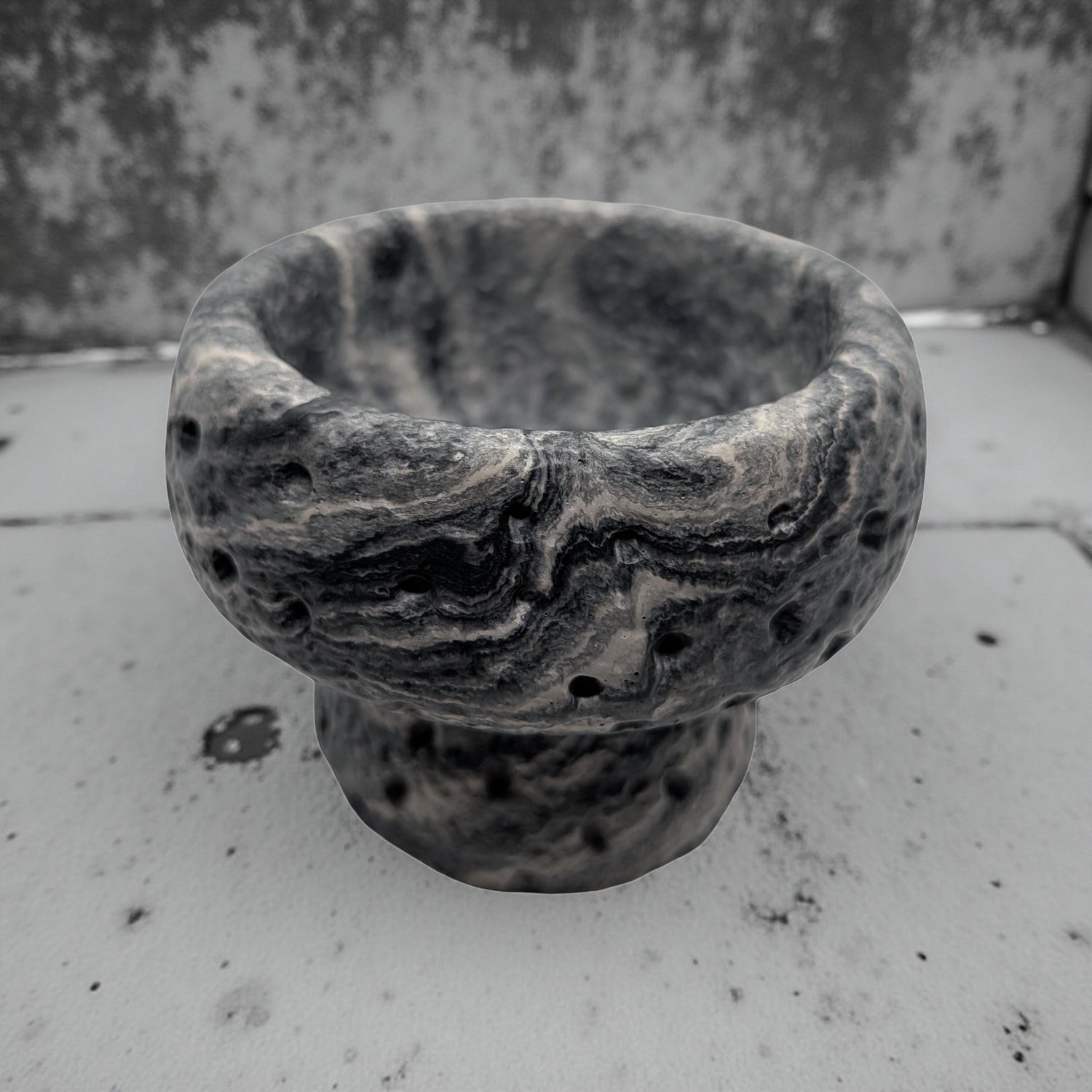 Modern Brutalist Lunar Stone Vessel &amp; Tray Set | Concrete Succulent Planter, Decorative Storage Jar, Catchall Tray | Housewarming Gift |