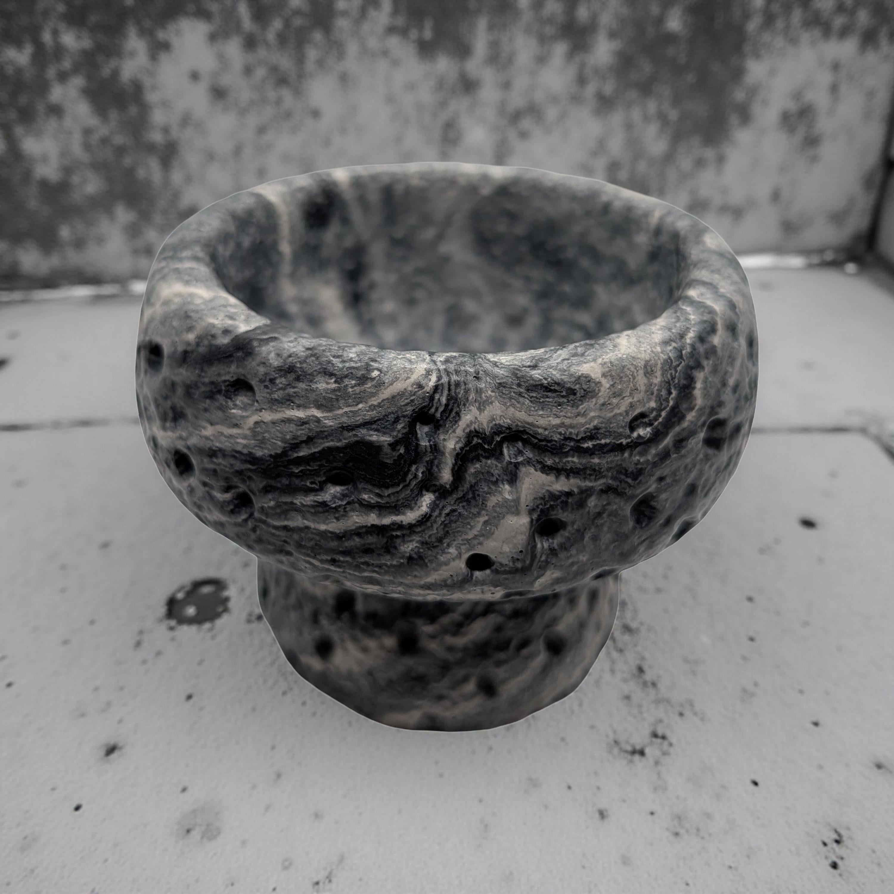 Modern Brutalist Lunar Stone Vessel &amp; Tray Set | Concrete Succulent Planter, Decorative Storage Jar, Catchall Tray | Housewarming Gift |