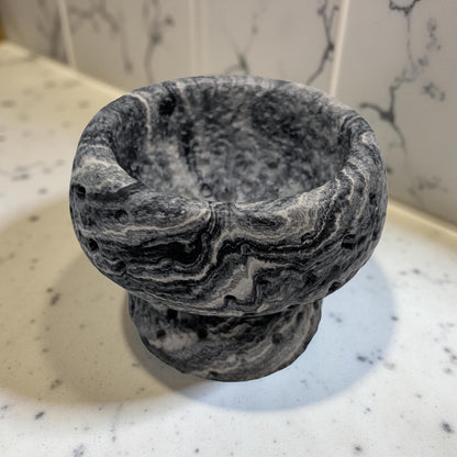 Modern Brutalist Lunar Stone Vessel &amp; Tray Set | Concrete Succulent Planter, Decorative Storage Jar, Catchall Tray | Housewarming Gift |