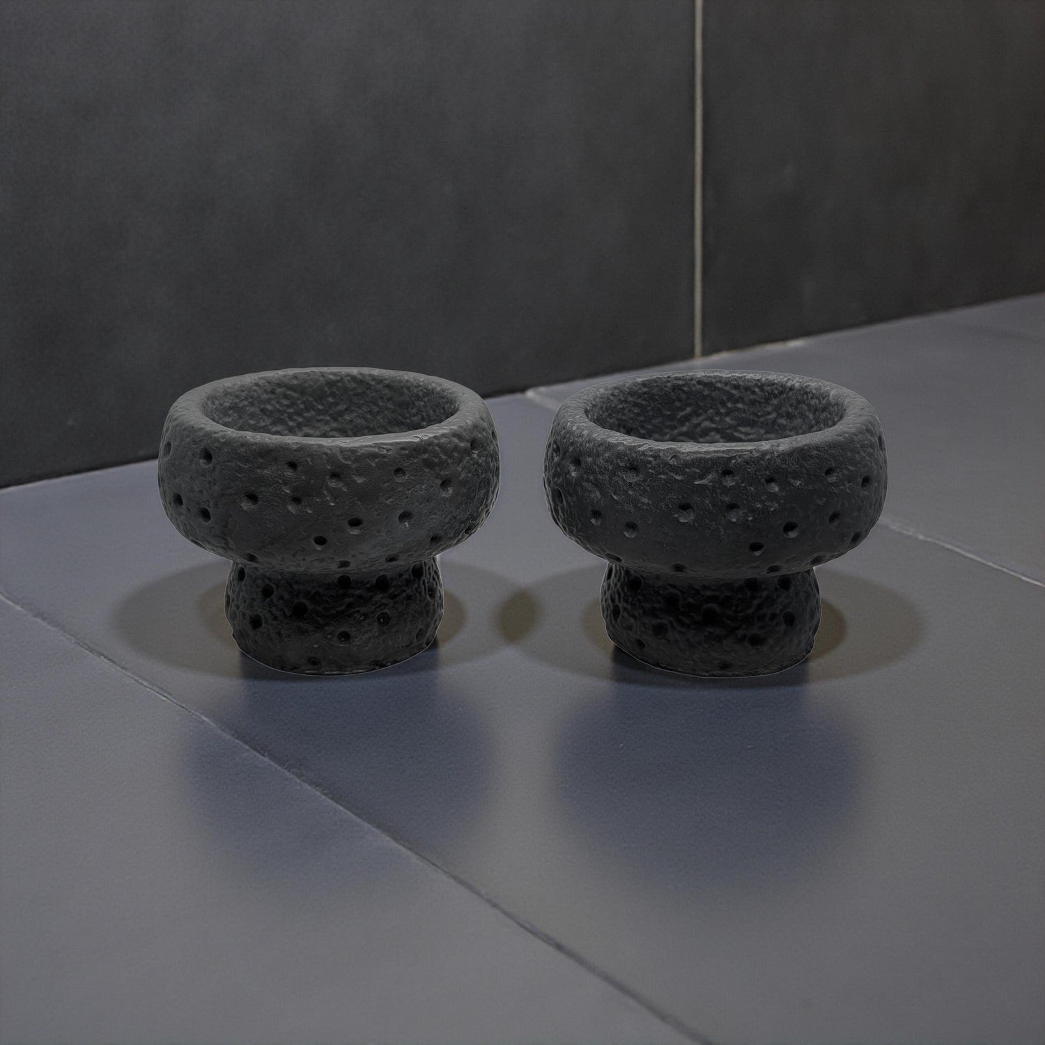 Modern Brutalist Lunar Stone Vessel &amp; Tray Set | Concrete Succulent Planter, Decorative Storage Jar, Catchall Tray | Housewarming Gift |
