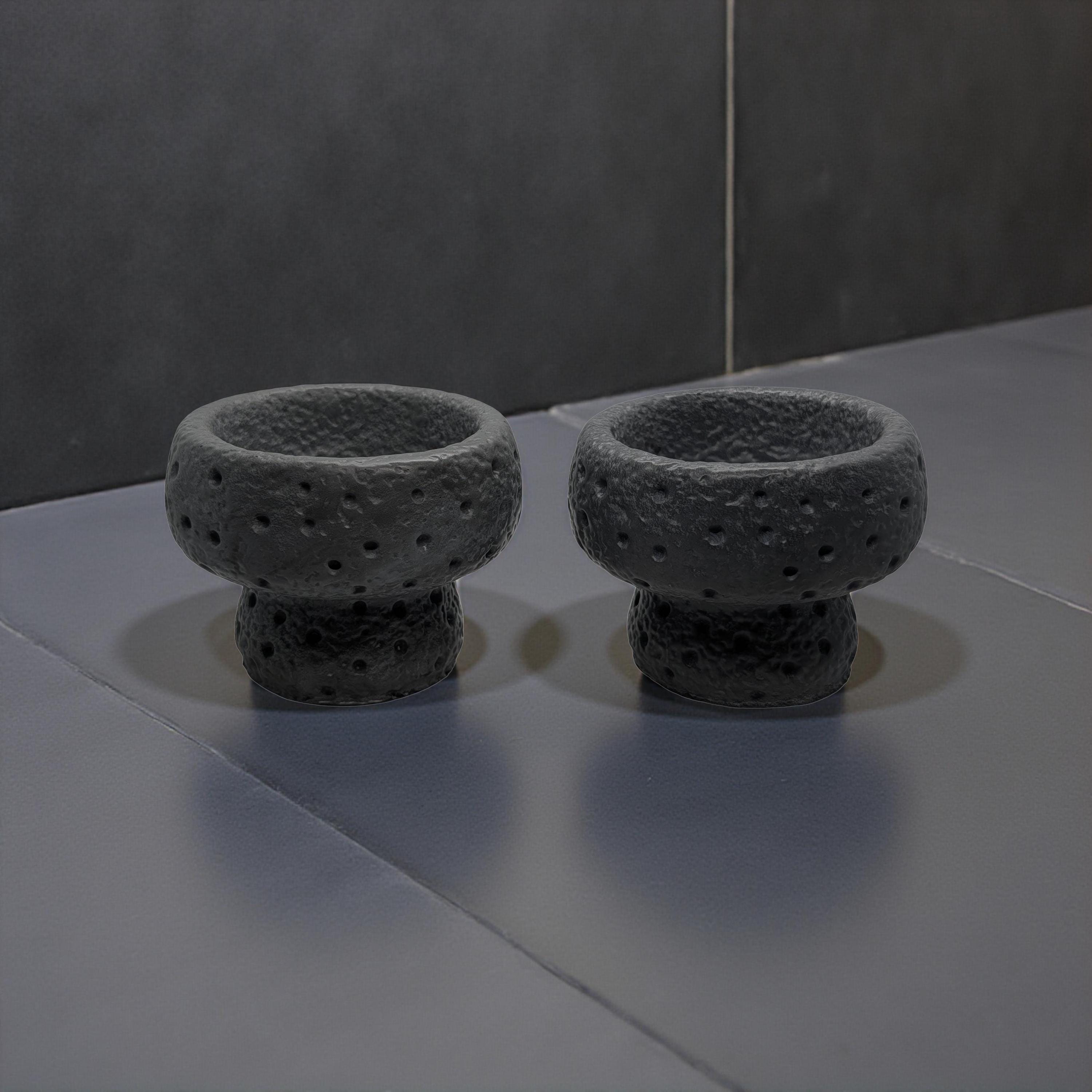 Modern Brutalist Lunar Stone Vessel &amp; Tray Set | Concrete Succulent Planter, Decorative Storage Jar, Catchall Tray | Housewarming Gift |