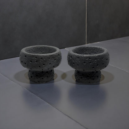 Modern Brutalist Lunar Stone Vessel &amp; Tray Set | Concrete Succulent Planter, Decorative Storage Jar, Catchall Tray | Housewarming Gift |