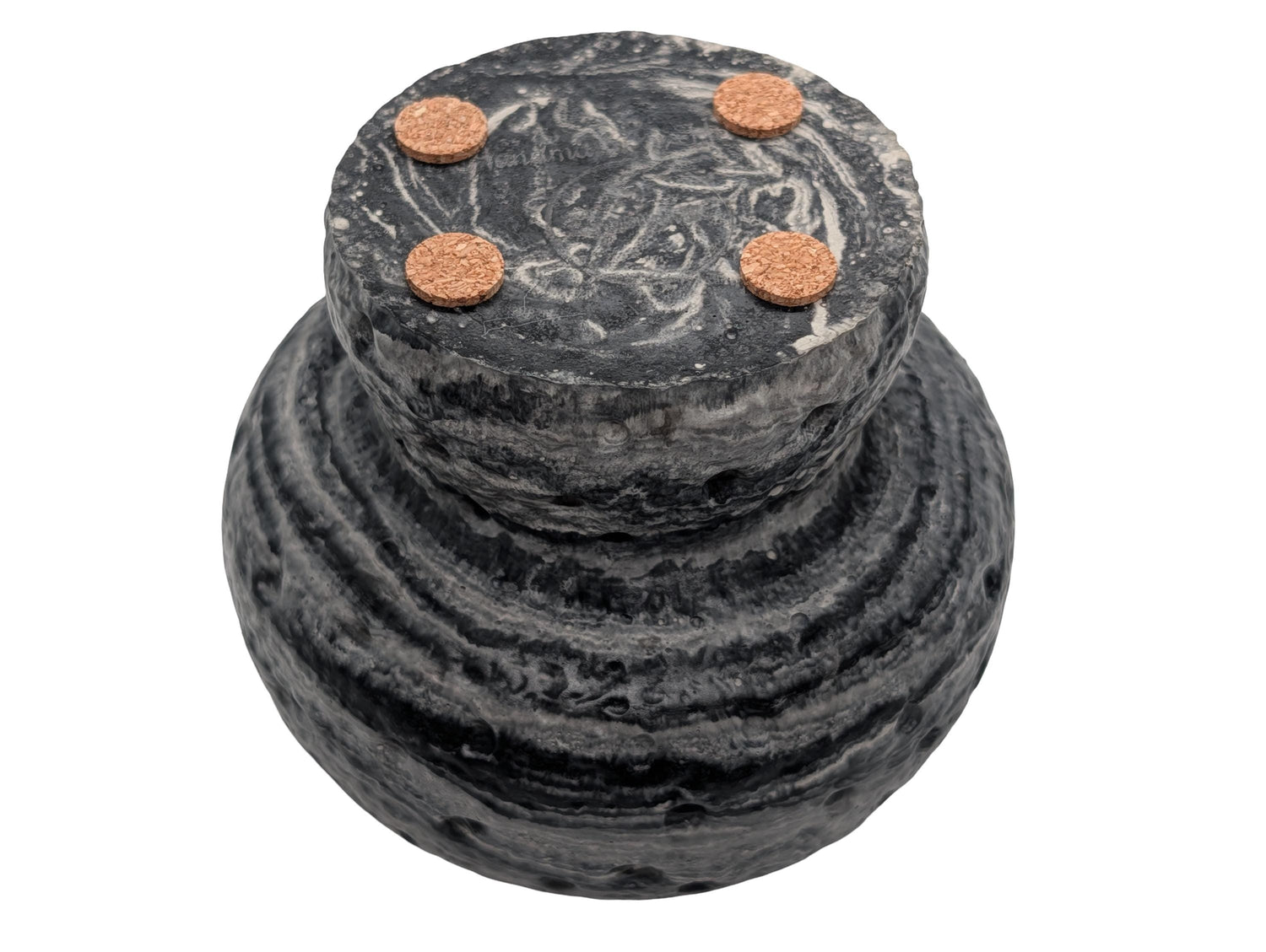 Modern Brutalist Lunar Stone Vessel &amp; Tray Set | Concrete Succulent Planter, Decorative Storage Jar, Catchall Tray | Housewarming Gift |
