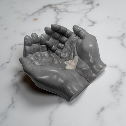 Modern Sculptural Hand Vessel | Concrete Succulent Planter, Industrial Trinket Bowl, Key Catchall | Brutalist Home Decor