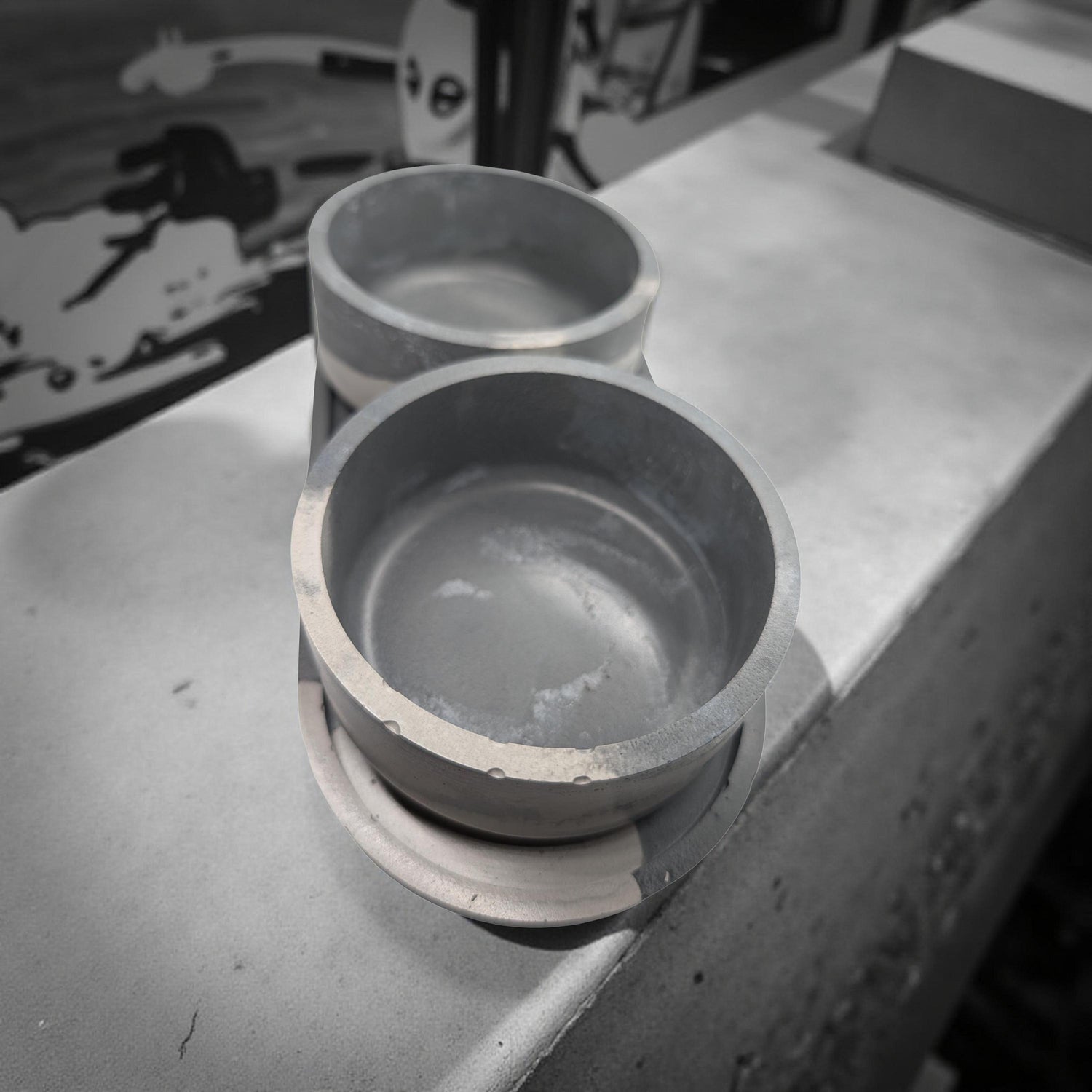 One-of-a-Kind Concrete Vanity Set | Gray Marble Tray + Bowl Duo | Modern Bathroom Storage for Q-Tips &amp; Cotton Balls | Catchall Tray