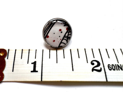 Small Round Buttons - Spiderwebs - White Background - 12mm