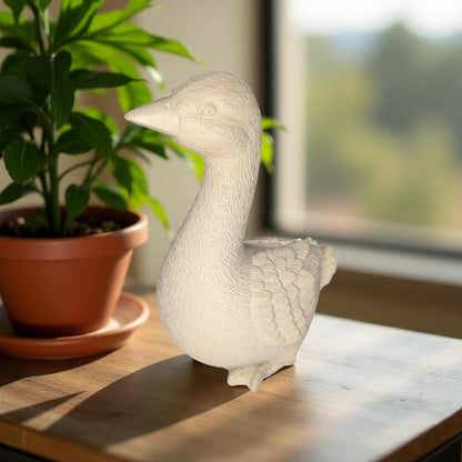 Small Concrete Goose | Cute Desk Accessory | Heavy Paperweight | Modern Cement Animal Figurine | Handmade Stone Bird for Shelf or Planter