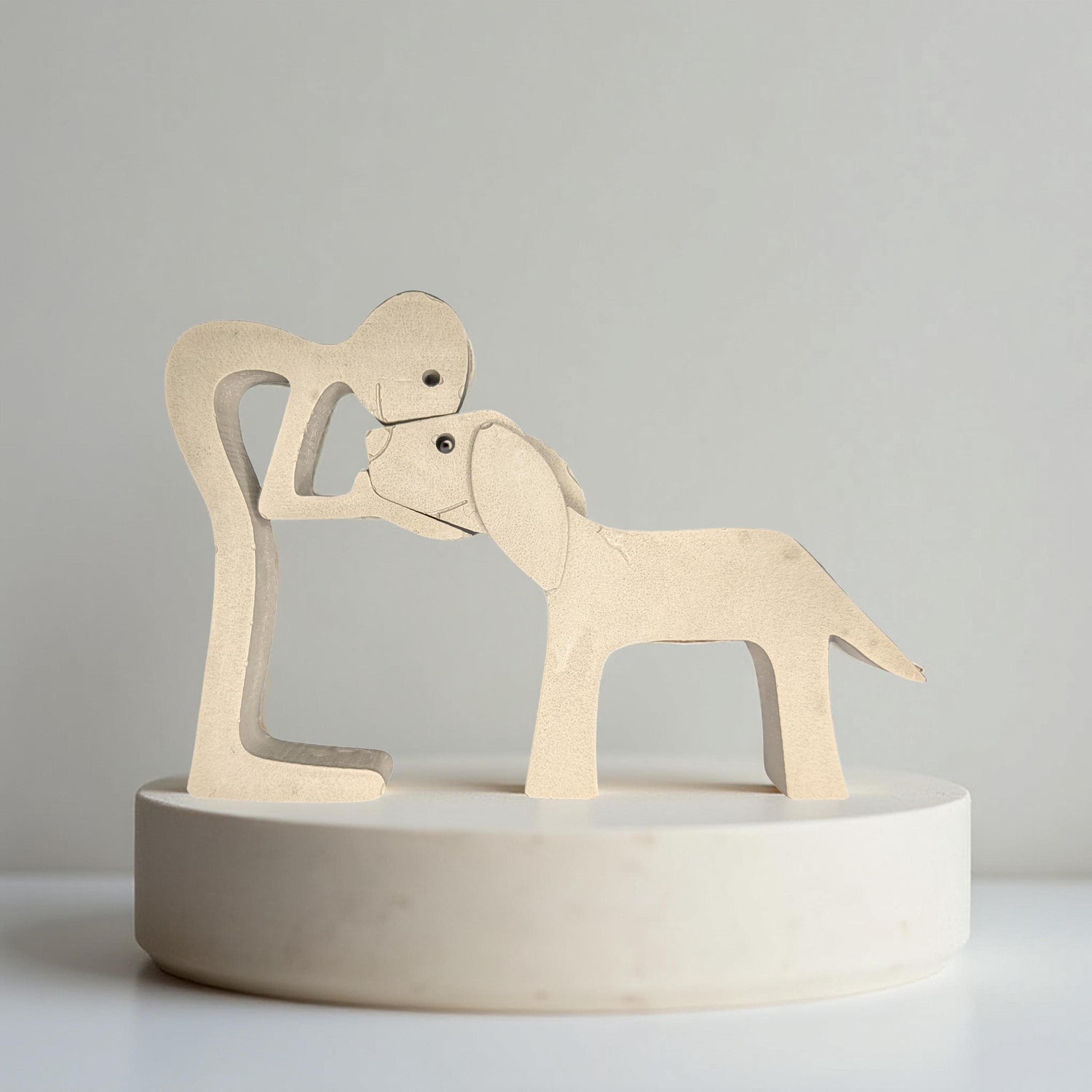 Concrete Human &amp; Dog Statue Set | Minimalist Dog Lover Gift | Best Friend Sculpture | Interactive 2-Piece Figurine | Pet Loss Memorial or Sh