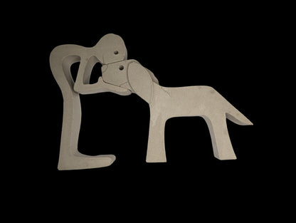 Concrete Human &amp; Dog Statue Set | Minimalist Dog Lover Gift | Best Friend Sculpture | Interactive 2-Piece Figurine | Pet Loss Memorial or Sh