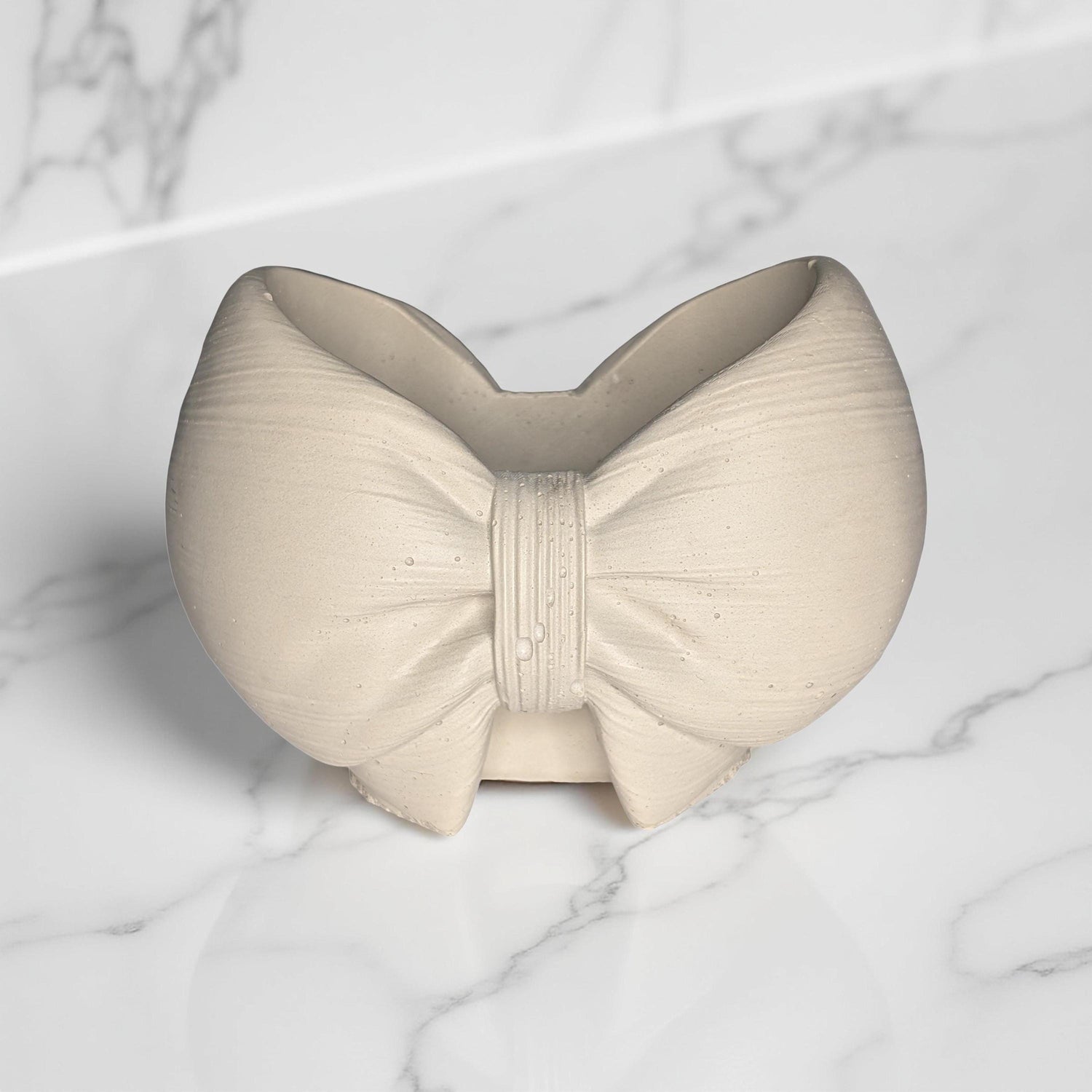 Concrete Bow Planter | Air Plant Holder | Cute Cement Pencil Holder | Trendy Bow Aesthetic | Small Succulent Pot or Makeup Brush Cup