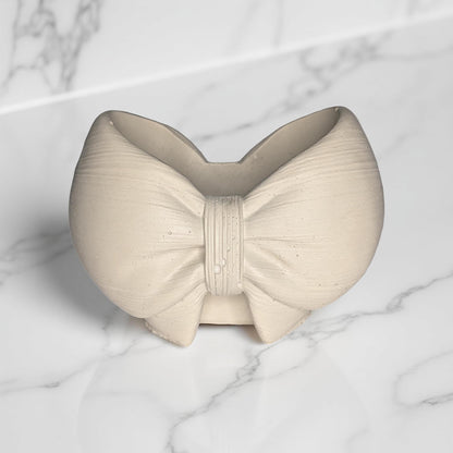 Concrete Bow Planter | Air Plant Holder | Cute Cement Pencil Holder | Trendy Bow Aesthetic | Small Succulent Pot or Makeup Brush Cup