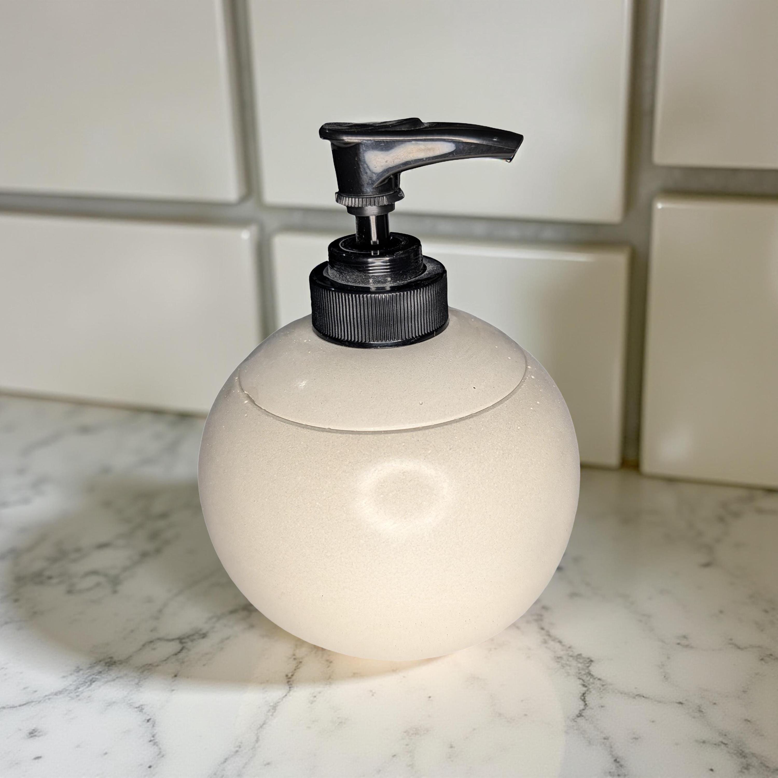 Geometric Concrete Pump Bottle | Resin Sealed Soap Dispenser | Cube or Sphere Lotion Holder | Industrial Home Decor | Natural Cement