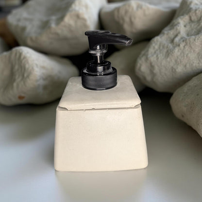 Geometric Concrete Pump Bottle | Resin Sealed Soap Dispenser | Cube or Sphere Lotion Holder | Industrial Home Decor | Natural Cement