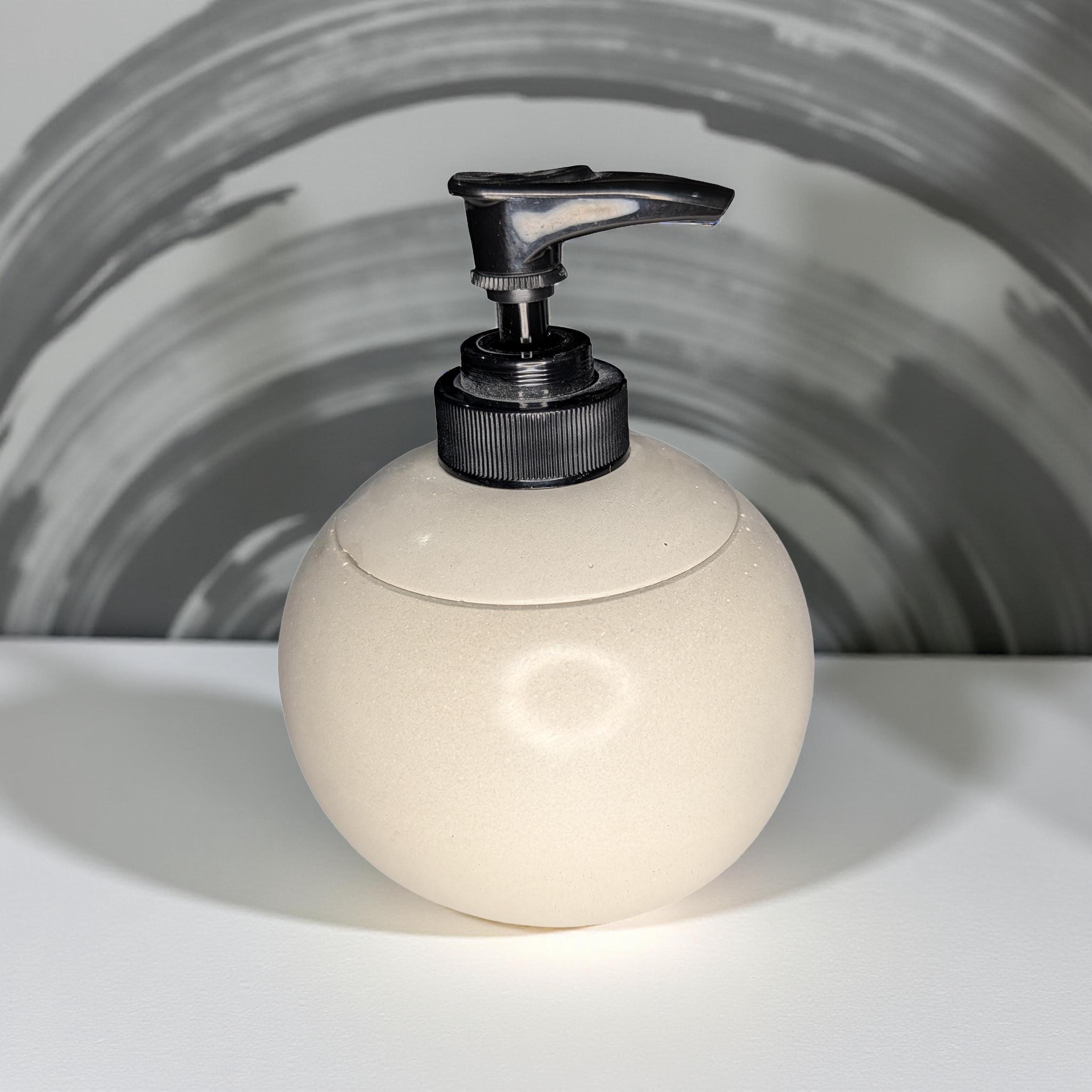 Geometric Concrete Pump Bottle | Resin Sealed Soap Dispenser | Cube or Sphere Lotion Holder | Industrial Home Decor | Natural Cement