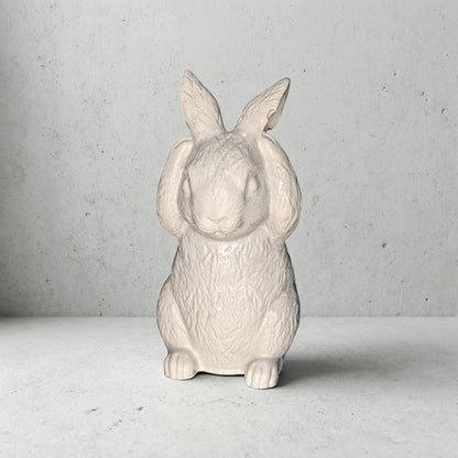 Concrete Bunny Rabbit Figurines - Set of 3 Wise Rabbits See No Evil Hear No Evil - Modern Easter Decor - Spring Mantle Display
