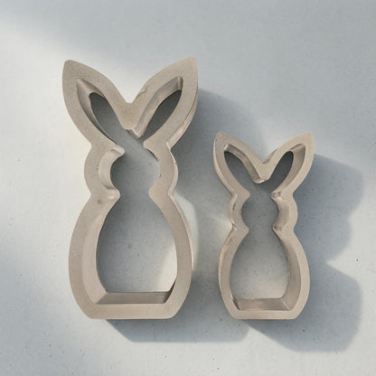 Concrete Bunny Silhouette - Modern Easter Decor - Minimalist Rabbit Statue - Spring Mantel Display - LG. &amp; SM. Bunny Set- Tea light Candle