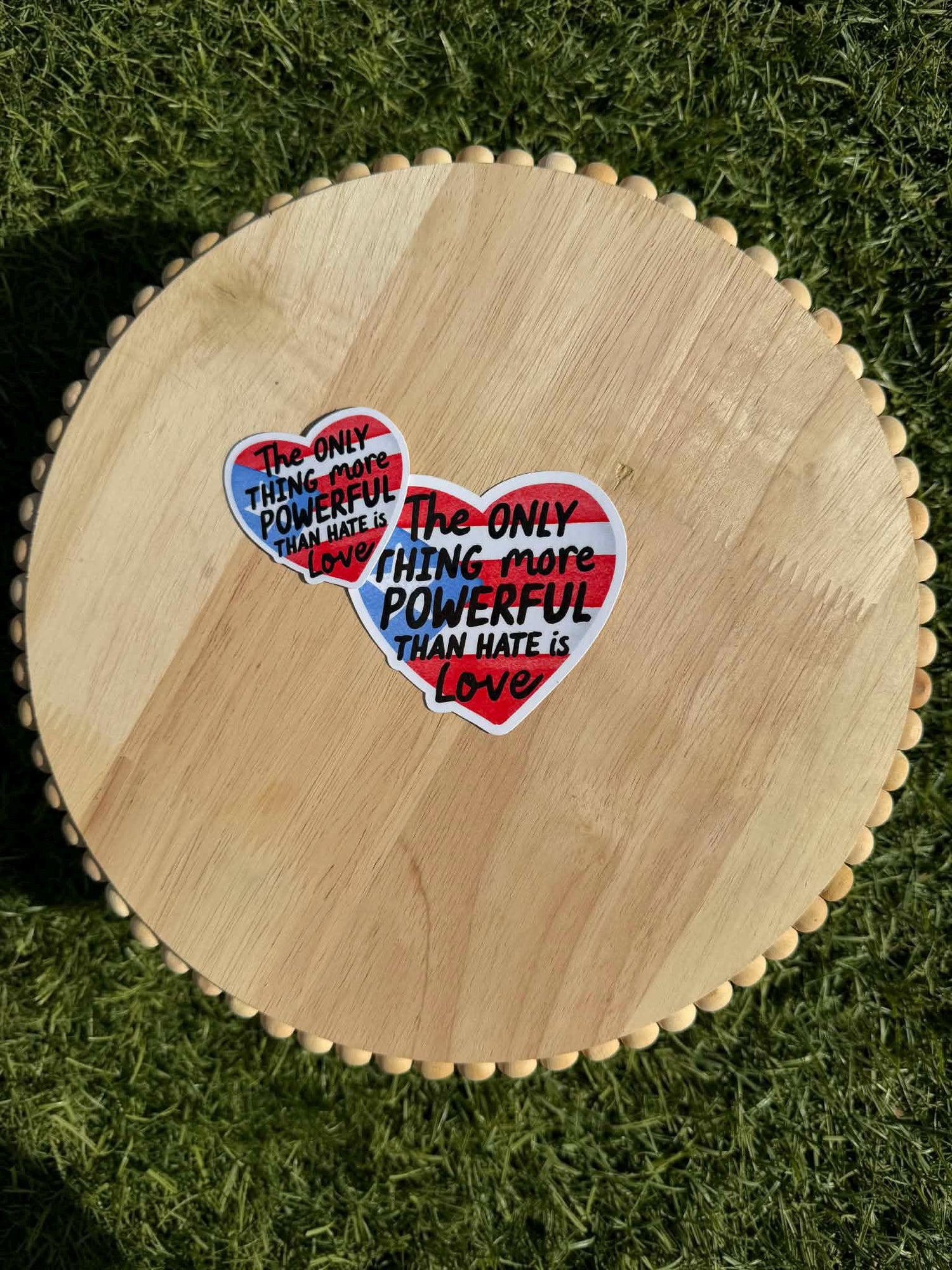 The Only Thing More Powerful Than Hate Is Love Sticker | Heart Sticker | Puerto Rican Flag Colors | Social Justice Decal