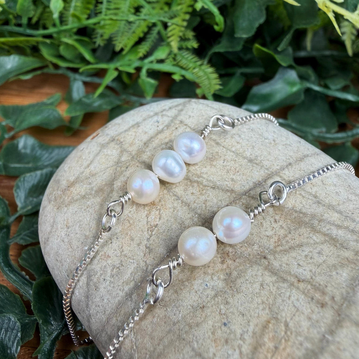 Custom Pearl Bracelet, Choose Up to 8 Pearls, Freshwater Pearl Chain in Sterling Silver