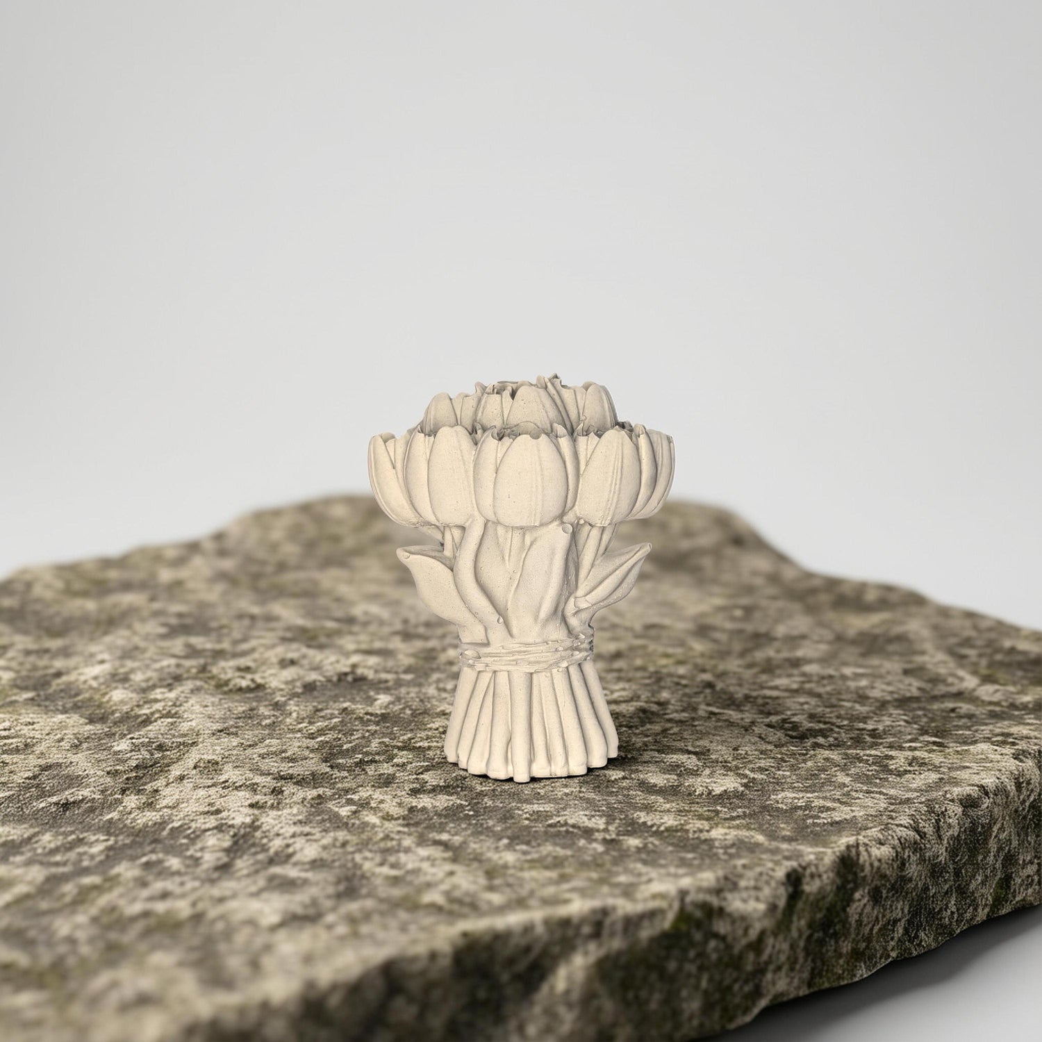 Concrete Tulip Bouquet Statue 4.5 Inches- Minimalist Spring Flower Decor - Industrial Shelf Sitter- Modern Coffee Table Accessory