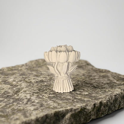 Concrete Tulip Bouquet Statue 4.5 Inches- Minimalist Spring Flower Decor - Industrial Shelf Sitter- Modern Coffee Table Accessory