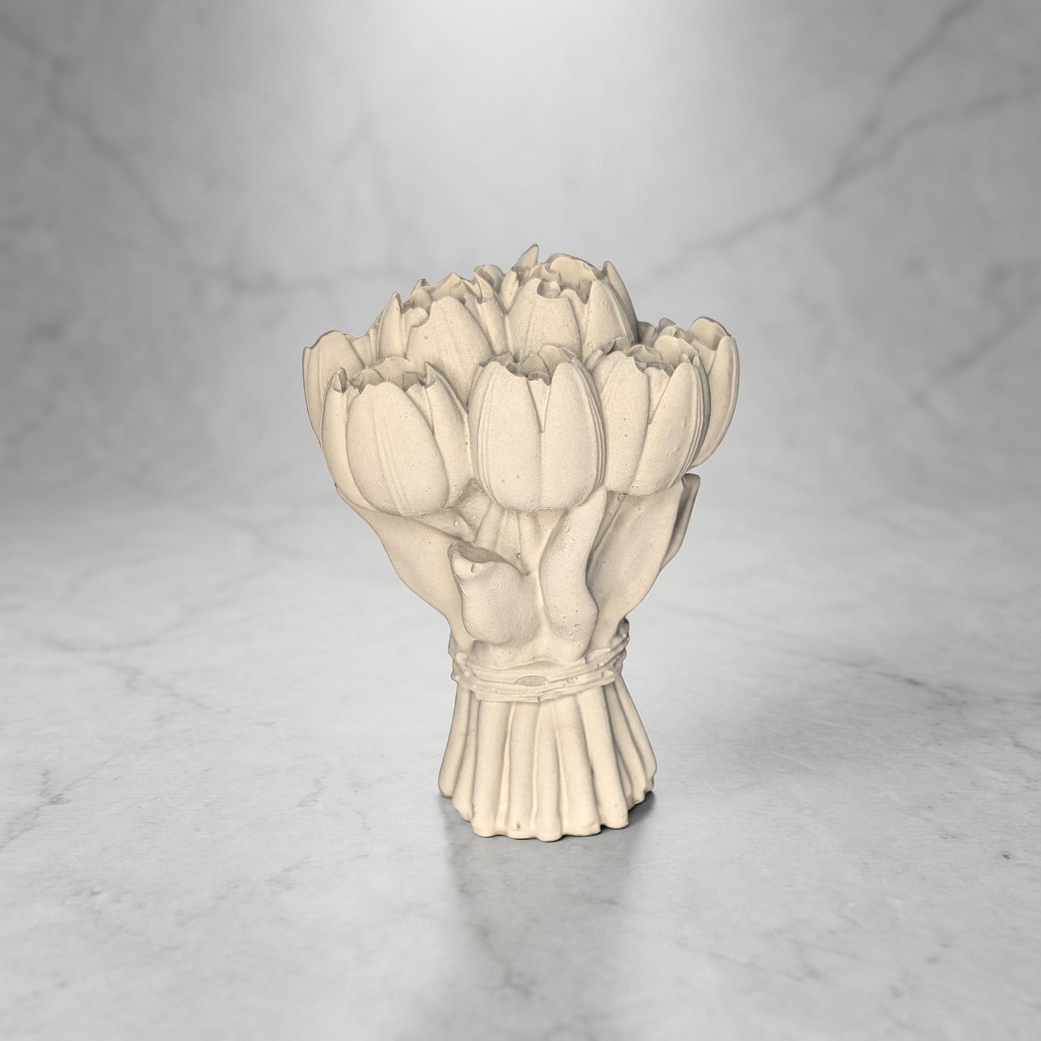 Concrete Tulip Bouquet Statue 4.5 Inches- Minimalist Spring Flower Decor - Industrial Shelf Sitter- Modern Coffee Table Accessory