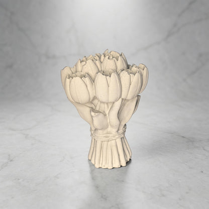 Concrete Tulip Bouquet Statue 4.5 Inches- Minimalist Spring Flower Decor - Industrial Shelf Sitter- Modern Coffee Table Accessory