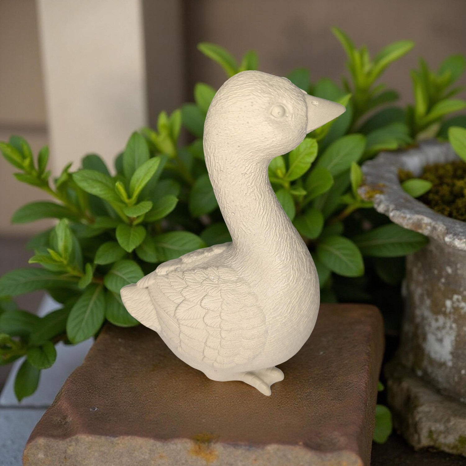 Small Concrete Goose | Cute Desk Accessory | Heavy Paperweight | Modern Cement Animal Figurine | Handmade Stone Bird for Shelf or Planter