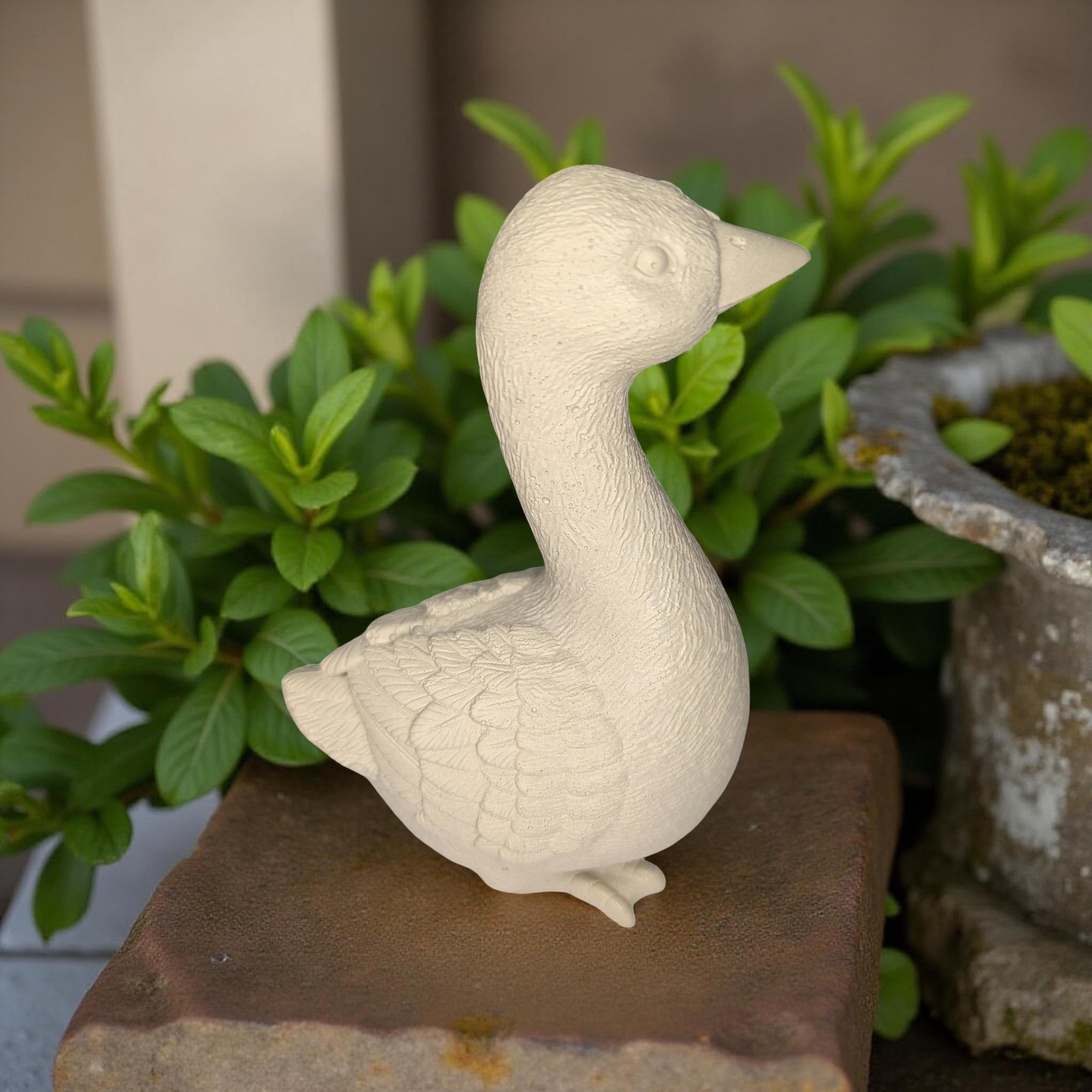 Small Concrete Goose | Cute Desk Accessory | Heavy Paperweight | Modern Cement Animal Figurine | Handmade Stone Bird for Shelf or Planter