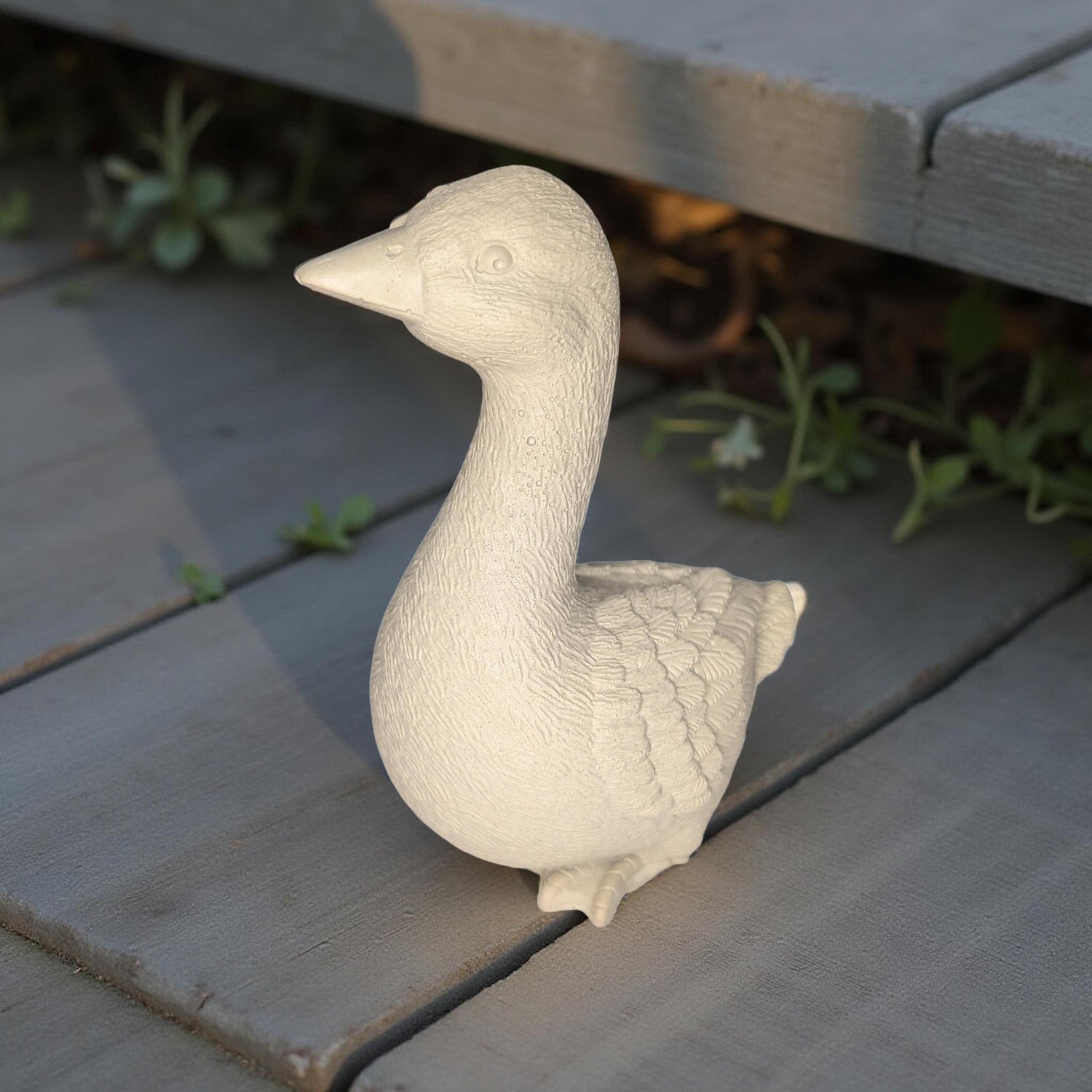 Small Concrete Goose | Cute Desk Accessory | Heavy Paperweight | Modern Cement Animal Figurine | Handmade Stone Bird for Shelf or Planter