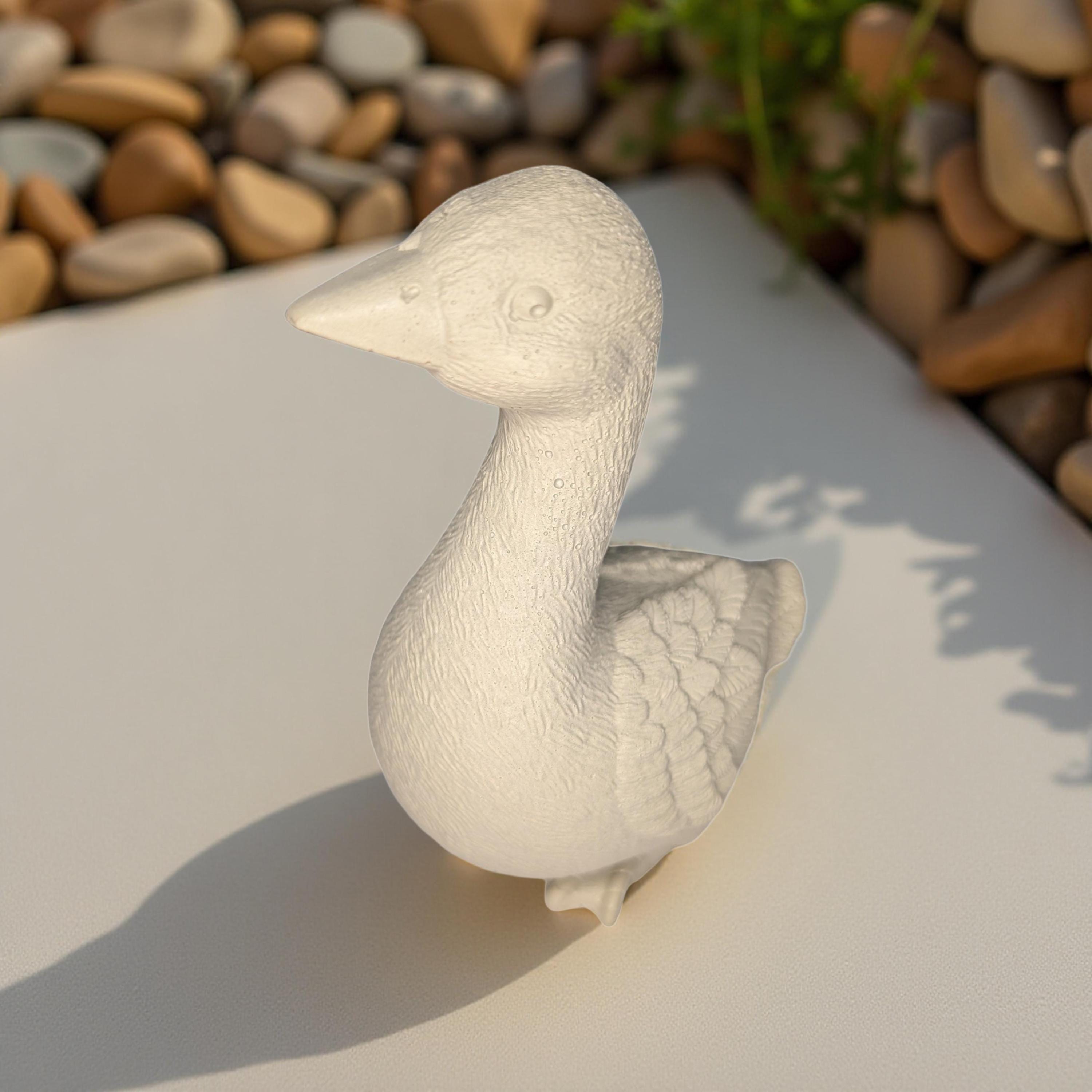 Small Concrete Goose | Cute Desk Accessory | Heavy Paperweight | Modern Cement Animal Figurine | Handmade Stone Bird for Shelf or Planter