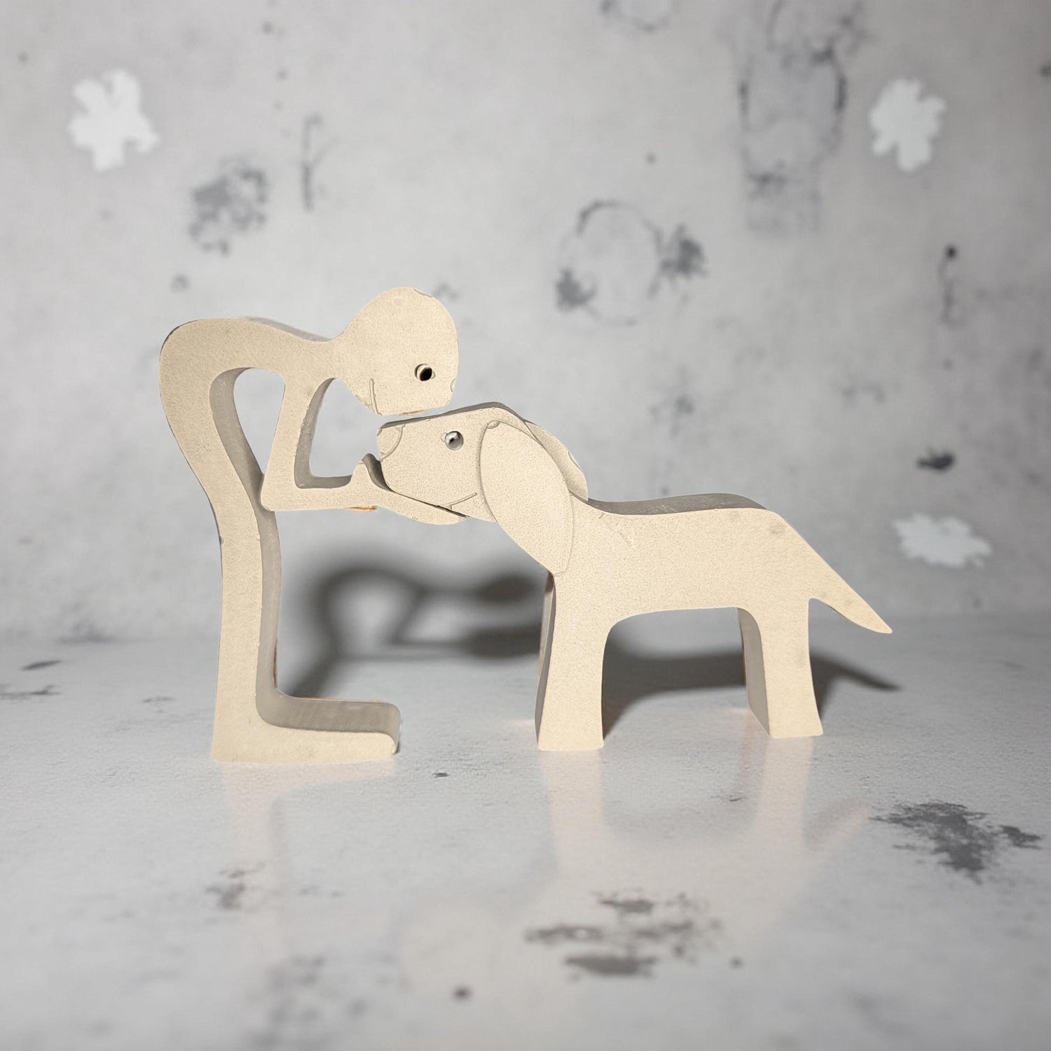 Concrete Human &amp; Dog Statue Set | Minimalist Dog Lover Gift | Best Friend Sculpture | Interactive 2-Piece Figurine | Pet Loss Memorial or Sh