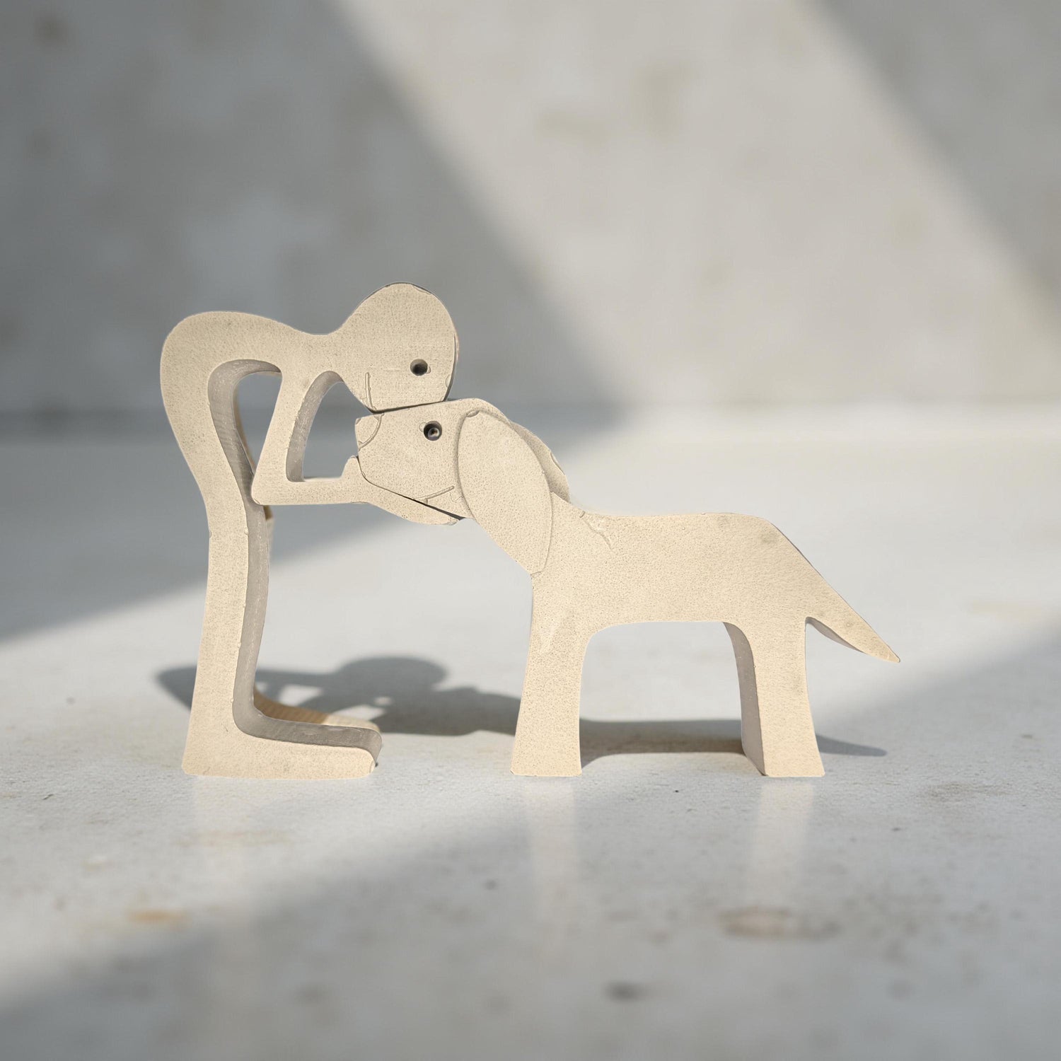 Concrete Human &amp; Dog Statue Set | Minimalist Dog Lover Gift | Best Friend Sculpture | Interactive 2-Piece Figurine | Pet Loss Memorial or Sh