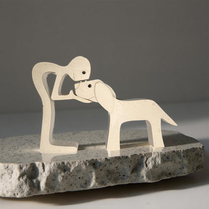 Concrete Human &amp; Dog Statue Set | Minimalist Dog Lover Gift | Best Friend Sculpture | Interactive 2-Piece Figurine | Pet Loss Memorial or Sh