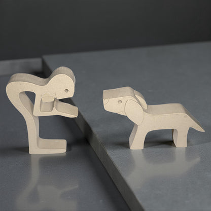 Concrete Human &amp; Dog Statue Set | Minimalist Dog Lover Gift | Best Friend Sculpture | Interactive 2-Piece Figurine | Pet Loss Memorial or Sh