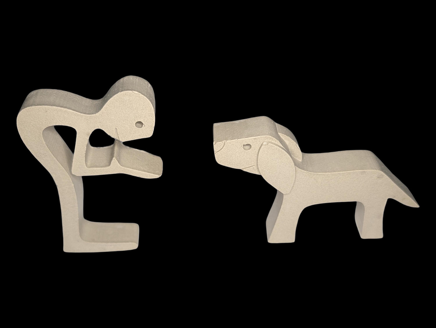 Concrete Human &amp; Dog Statue Set | Minimalist Dog Lover Gift | Best Friend Sculpture | Interactive 2-Piece Figurine | Pet Loss Memorial or Sh