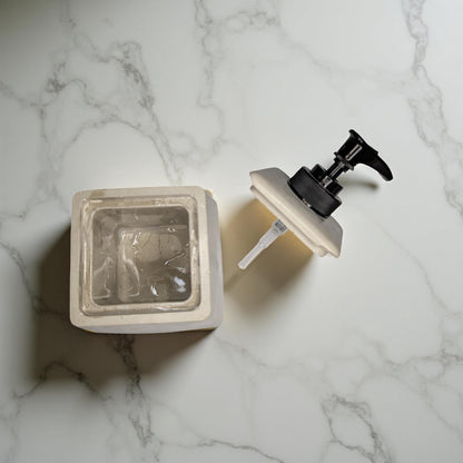 Geometric Concrete Pump Bottle | Resin Sealed Soap Dispenser | Cube or Sphere Lotion Holder | Industrial Home Decor | Natural Cement