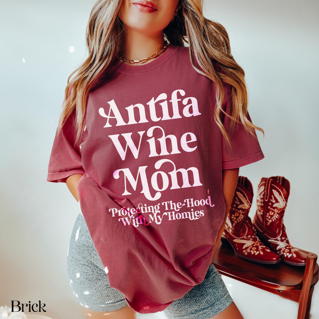 Antifa Wine Mom Shirt, Protecting The Hood Graphic Tee, Funny Mom Shirt, Wine Lover Gift for Her, Trendy Mom Tee, Statement Shirt