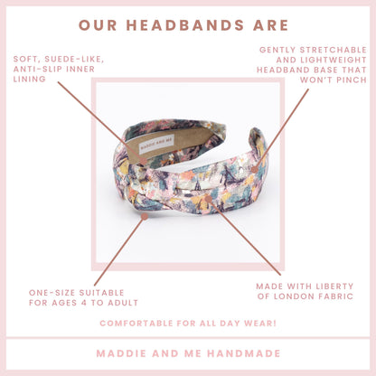 Liberty London Floral Knot Headband Floral Print: Comfortable Alice Band, Fits Ages 4+