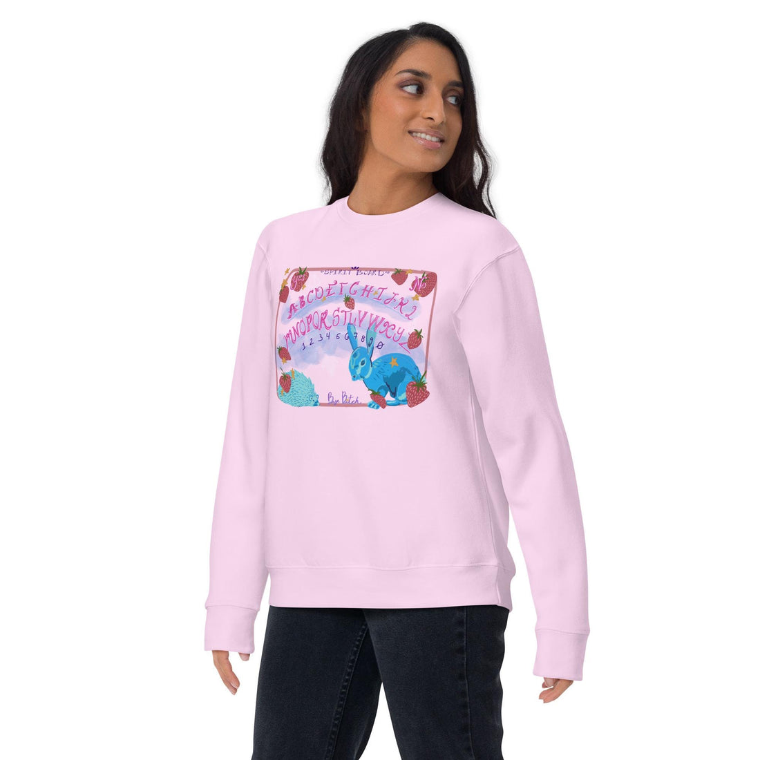 Spirit Board Bunny Sweatshirt: Hand-Drawn Witchy Apparel, Cotton Blend Cozy Sweater