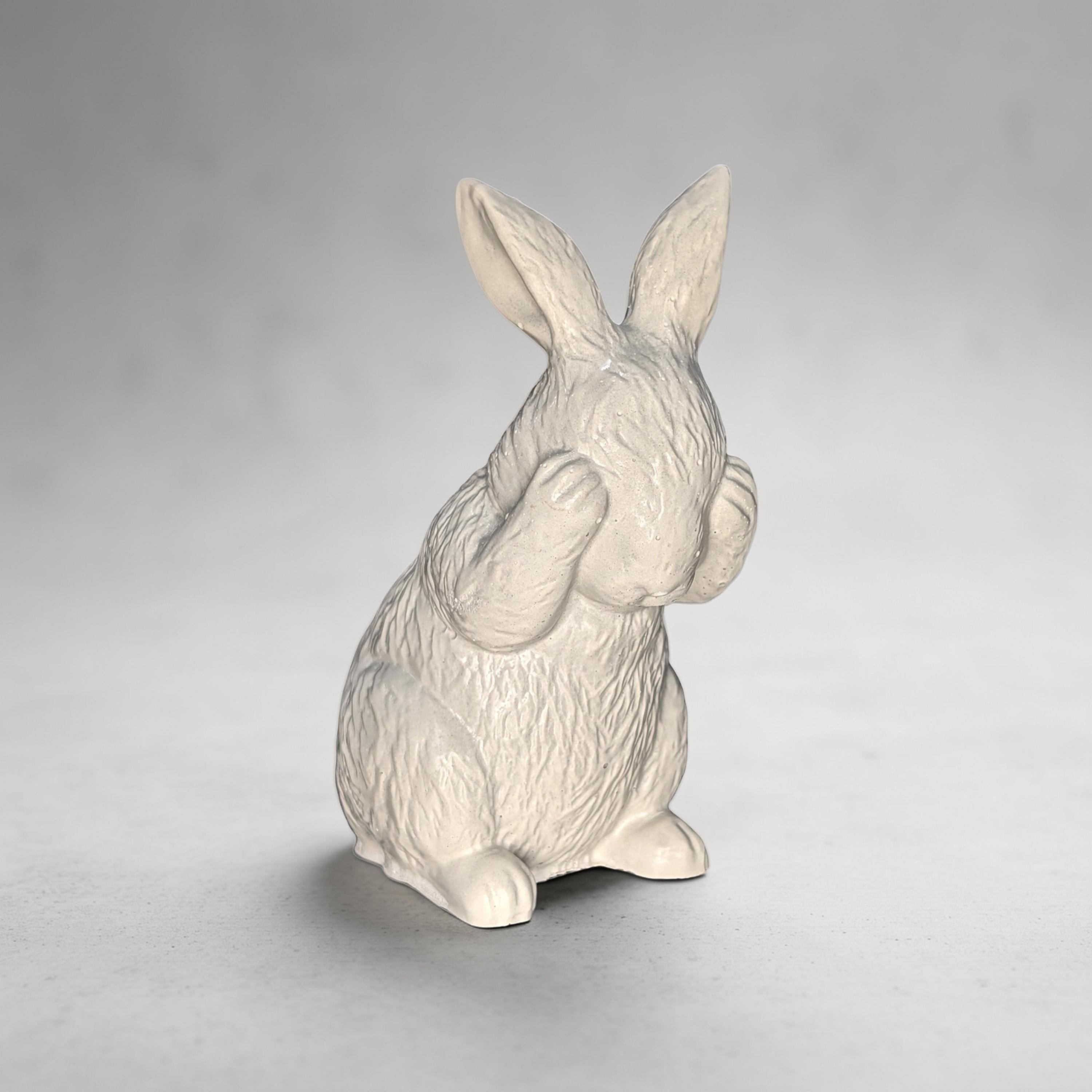 Concrete Bunny Rabbit Figurines - Set of 3 Wise Rabbits See No Evil Hear No Evil - Modern Easter Decor - Spring Mantle Display