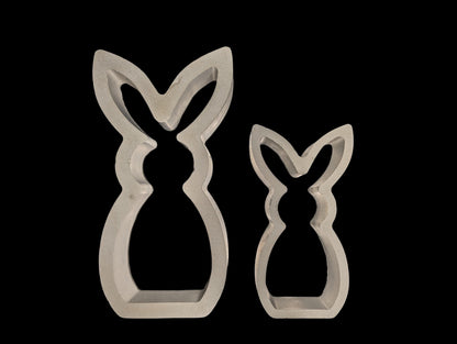Concrete Bunny Silhouette - Modern Easter Decor - Minimalist Rabbit Statue - Spring Mantel Display - LG. &amp; SM. Bunny Set- Tea light Candle