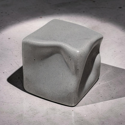 Modern Concrete Twisted Cube Sculpture | Geometric Book Topper | Minimalist Shelf Decor | Stackable Cement Desk Accessory | Abstract Art