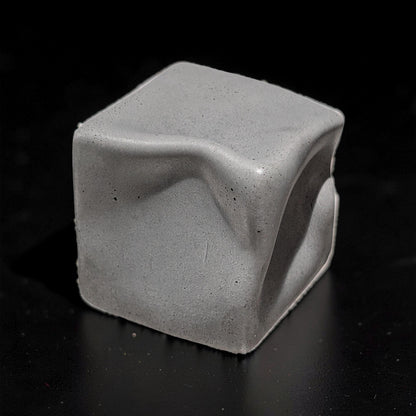 Modern Concrete Twisted Cube Sculpture | Geometric Book Topper | Minimalist Shelf Decor | Stackable Cement Desk Accessory | Abstract Art
