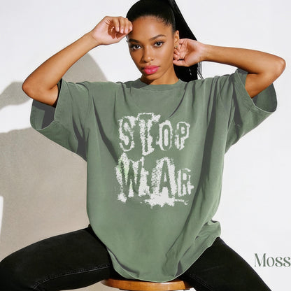 Stop War Graphic T-Shirt, Oversized Streetwear Statement Tee, Unisex Casual Graphic Shirt, Anti-War Design Shirt, Trendy Urban Fashion