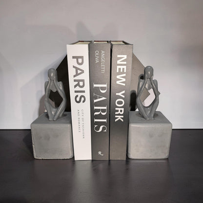 Abstract Concrete Bookends | Heavy Duty Modern Book Ends | Minimalist Bookshelf Decor | Industrial Chic Home Decor